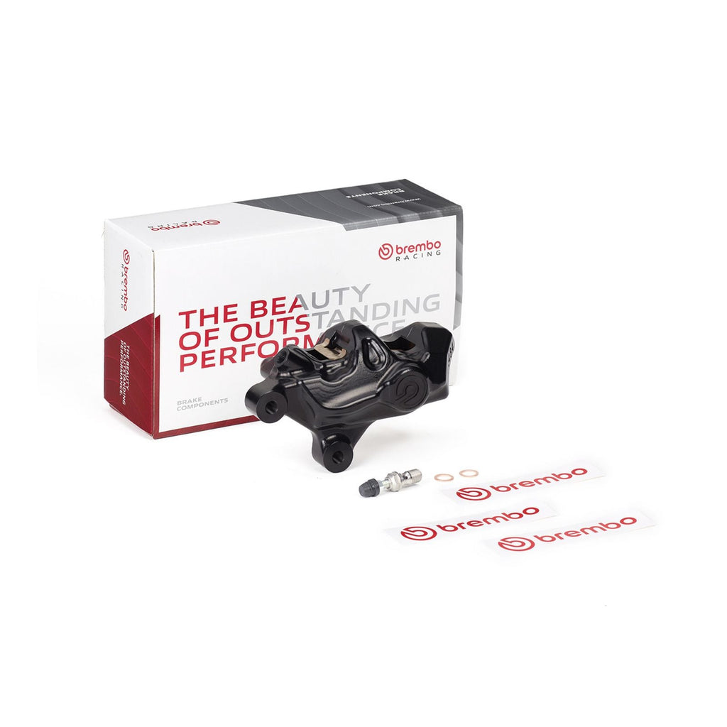 Brembo 484 Logonero 120B81469 black front left caliper packaging and pictured accessories
