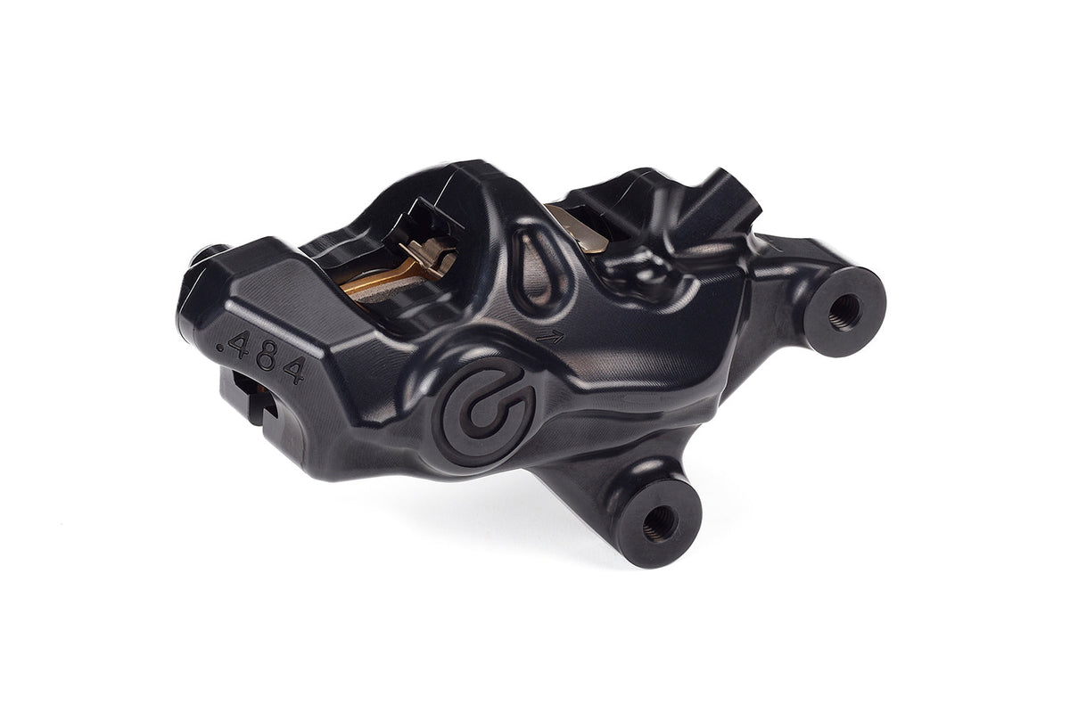 Brembo 484 Logonero 120B81479 front right caliper angled detail view