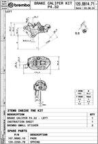 Brembo 484 Logopuro 120B81471 manufacturer dimensional drawing for left caliper