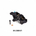 Brembo 484 Logopuro 120B81471 upper angle showing pad area and pictured hardware