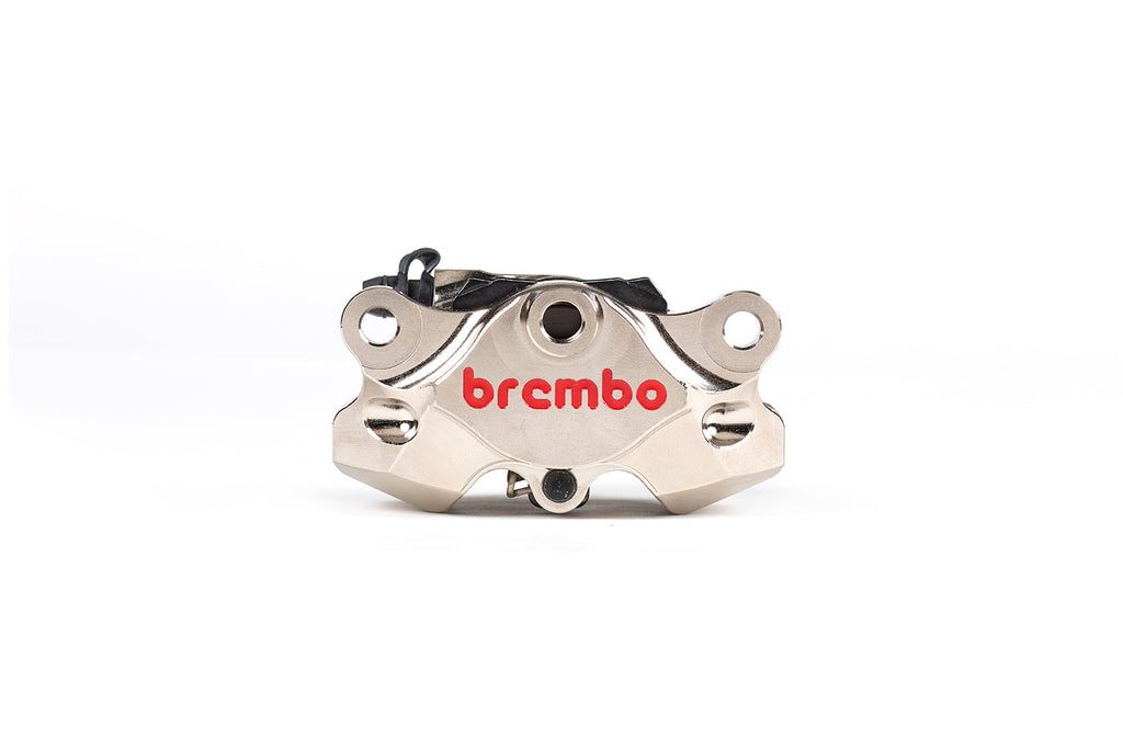 Brembo GP2-SS 120A44140 nickel rear brake caliper front view