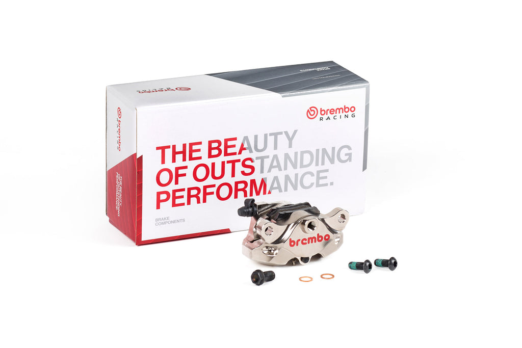 Brembo GP2-SS 120A44140 nickel rear brake caliper with packaging