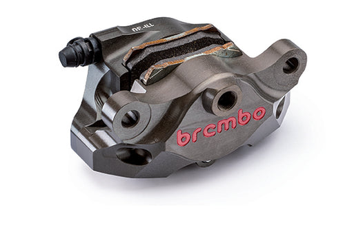Brembo GP2-SS 120A44110 rear brake caliper angled view with pads