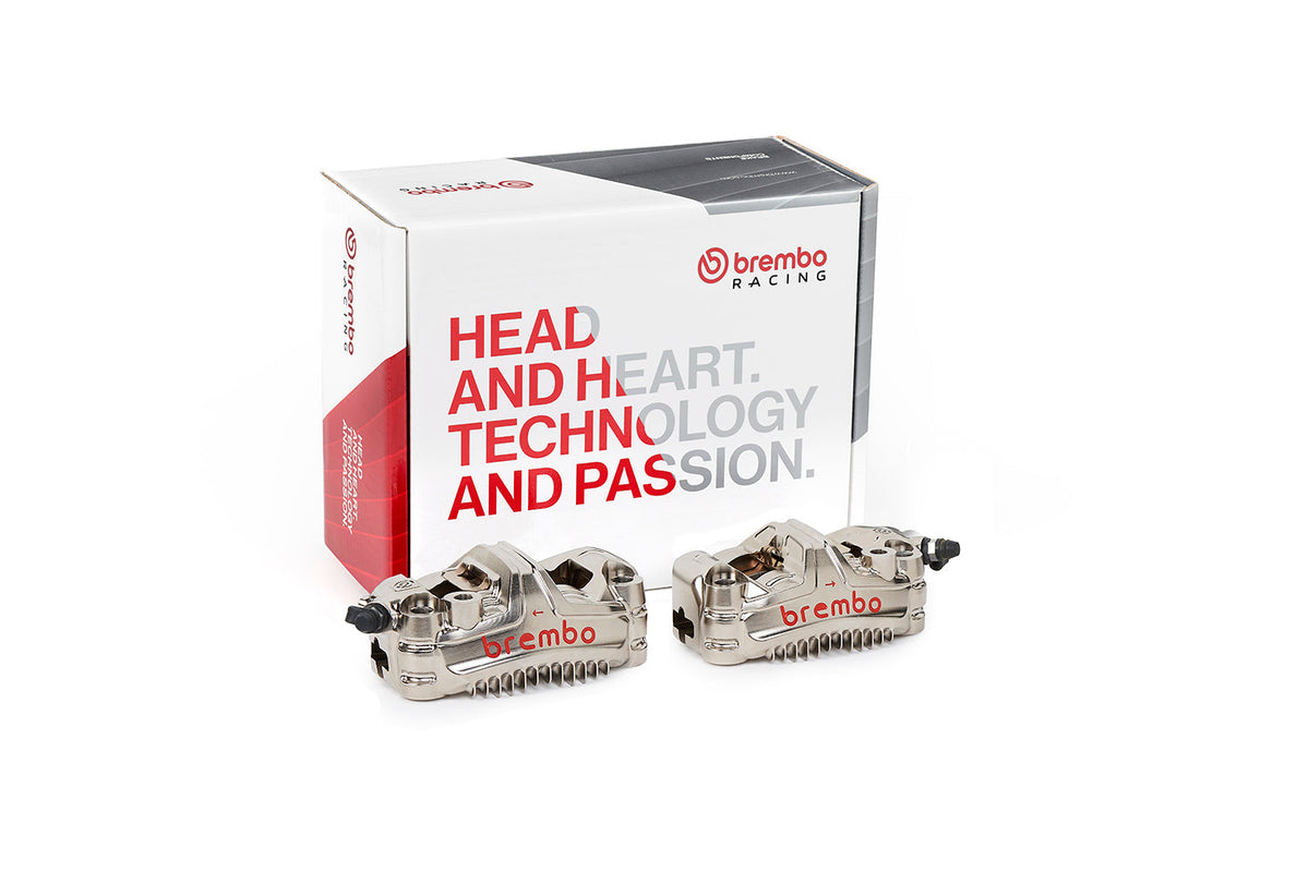 Brembo GP4-MS 220D60030 Nickel Left & Right — caliper and packaging