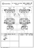 Brembo M50 920A88580 Titanium Grey Left — technical dimensions and specifications